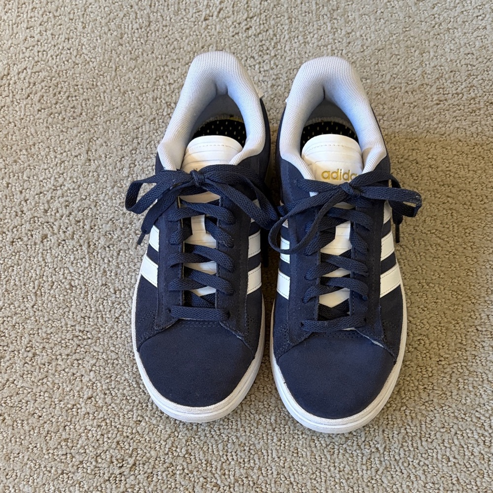 Adidas Navy and White Sneakers
